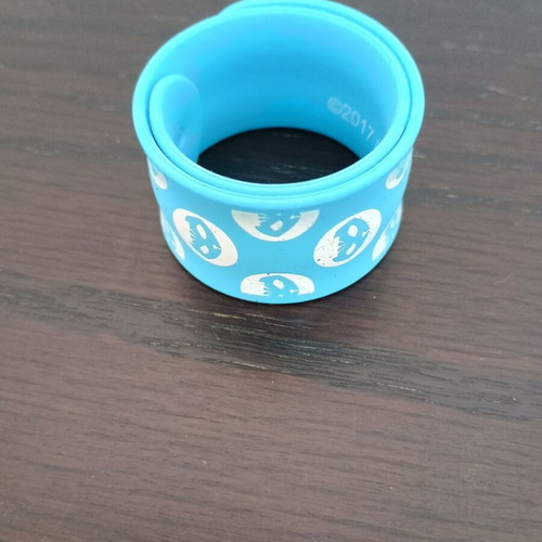 Children's soft plastic bracelet blue with mask design like new