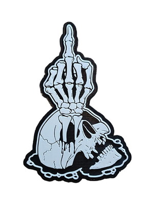 Skull 3D printed sign with skull and middle finger new