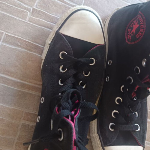 Converse All Star women's canvas high sneakers like new, black and pink