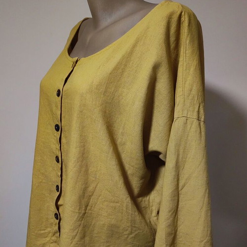 Chicoree women's linen blend shirt jacket XL like new, mustard yellow