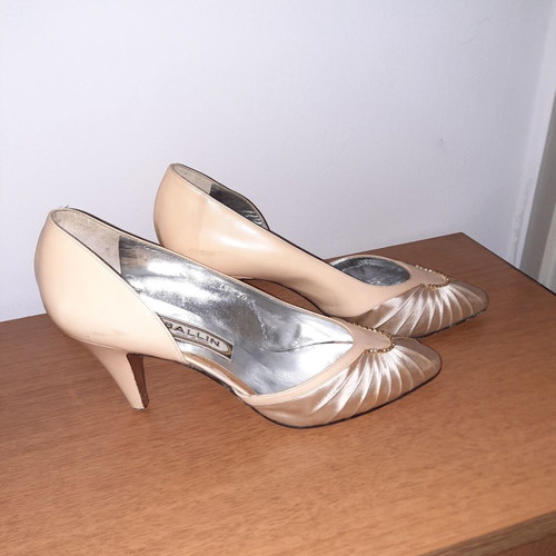 Bridal women's pumps used, beige leather, size 39, 8 cm heel, Ballin