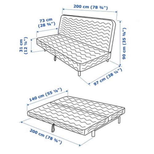 IKEA NYHAMN sofa bed, dark blue-grey cover