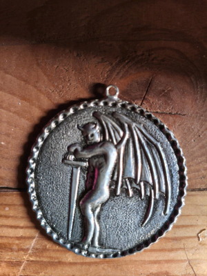 Demon necklace new, silver with thick chain