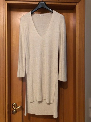 Zara long knitted sweater used, beige, size S