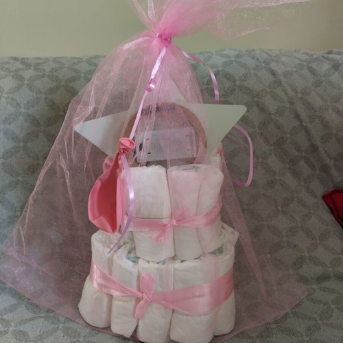 Diaper cake for girl new baby cake with pampers diapers