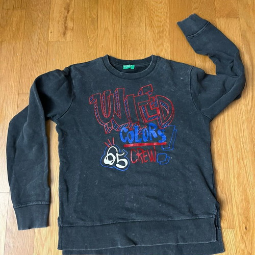 Benetton kids sweatshirt 11-12 years XXL stonewashed used, gray