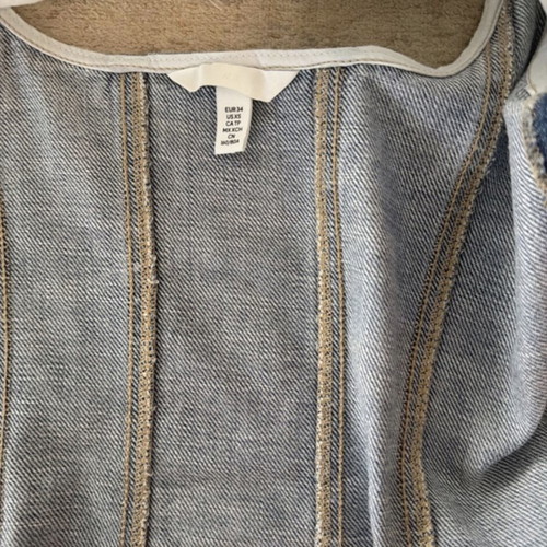H&M denim corset and white romantic top, size XS