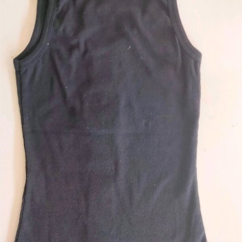 Black Rib Tank Top new with metal bee emblem and web stripe