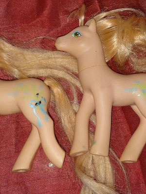 My Little Pony G1 Sweatheart Sister Orange Wild Flower употребявани, 2 броя