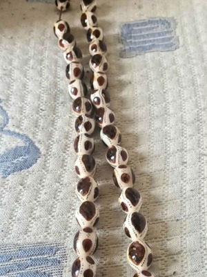 Worry beads 33 amber with camel bone, new