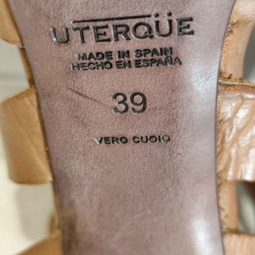 Leather women's high-heeled sandals size 39, brown
