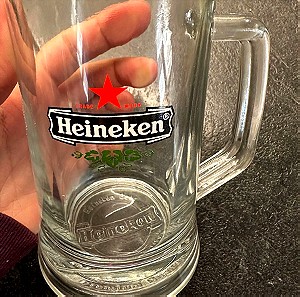 6 γυάλινα ποτήρια μπύρας Heineken με χεράκι