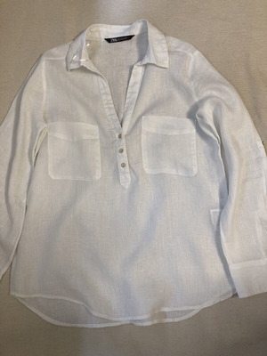 Linen women's shirt with pockets, white, Aape By A Bathing Ape®