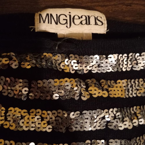 MNG Jeans Halterneck Top L New Black Silver Sequins