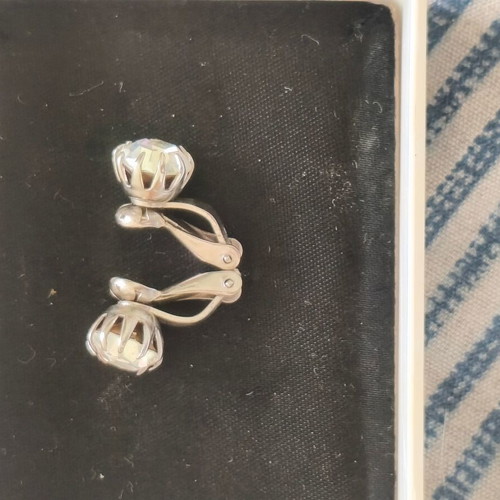 Silver diamond earrings like new, made Austria