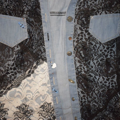 Elisa Cavaletti Shirt Jeans Women size S used, lace details