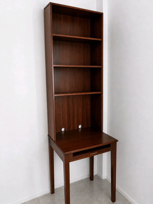 Wooden bookcase with desk used