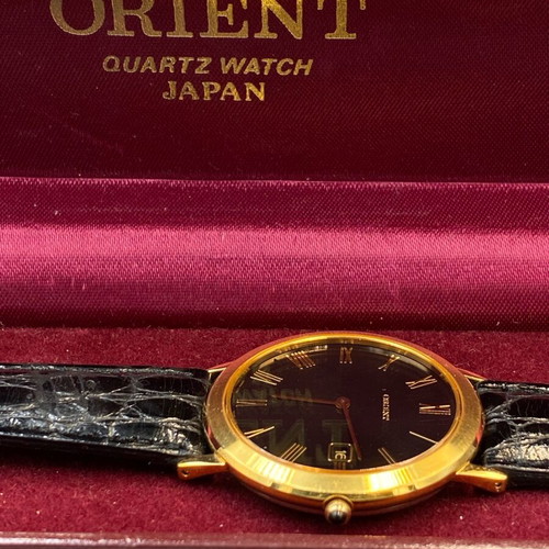 Orient Classic Dress Watch NOS, black and gold quartz men's