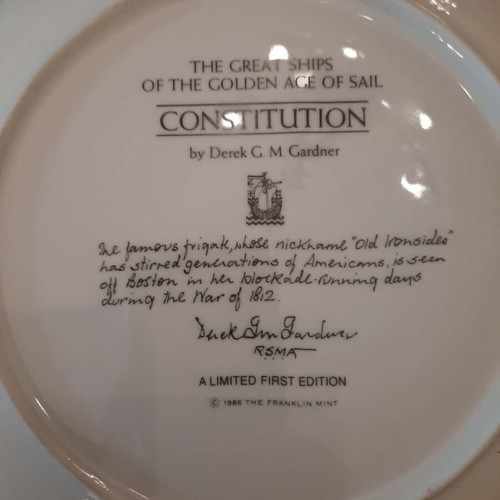 Set of 3 large collectible porcelain plates with 18th century sailing ship illustrations