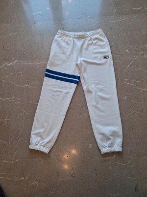 Lacoste white sweatpants with blue stripes, size M