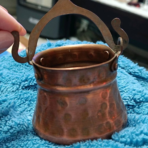 Vintage copper Greek coffee briki set of 3 pieces, good condition