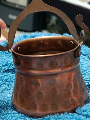 Vintage copper Greek coffee briki set of 3 pieces, good condition