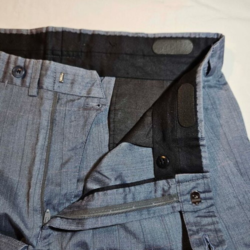 Men's grey suit pants with double pleats, size M
