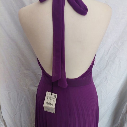 Zara purple long backless dress new, size M
