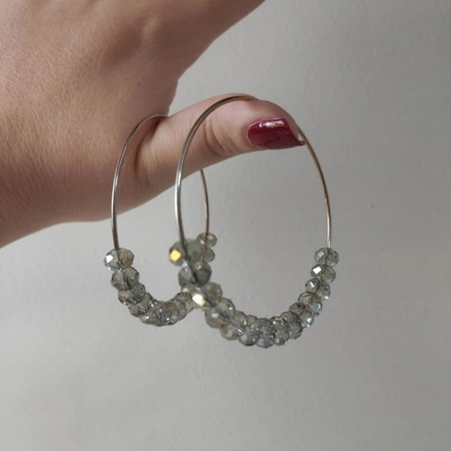 Accessorize Light Gold Hoop Earrings with Beads Like New