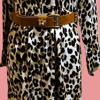 Animal print dress brown, new, size S