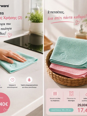 Tupperware Microfiber General Use Towels Set of 2, 40x40 cm, new