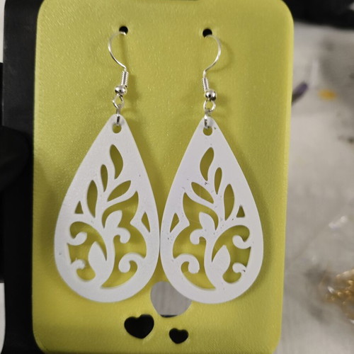 Drop earrings with leaves 3D printing made, made to order
