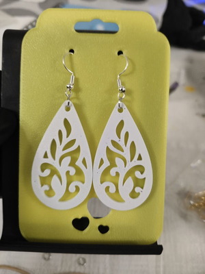 Drop earrings with leaves 3D printing made, made to order