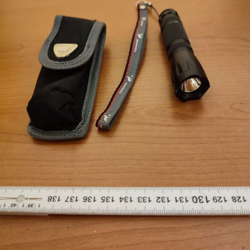 Schwarzwolf Metal Flashlight with Case new