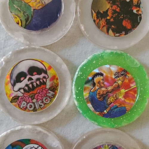 Poison plastic 90s collectible tags, set of 14