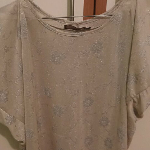 Addloft short-sleeve blouse beige like new with silver thread