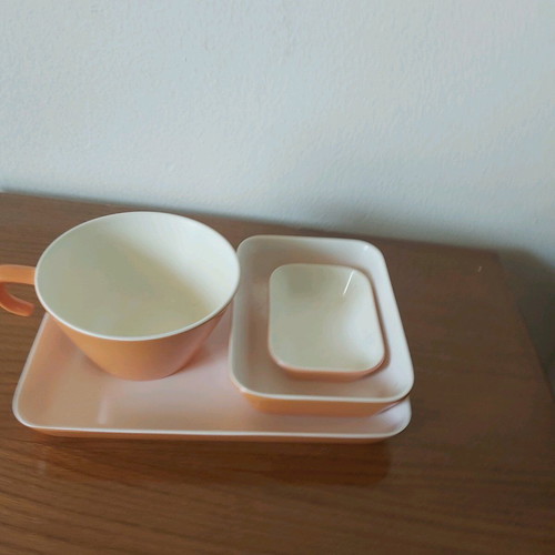Olympic Airways serving set used, orange color