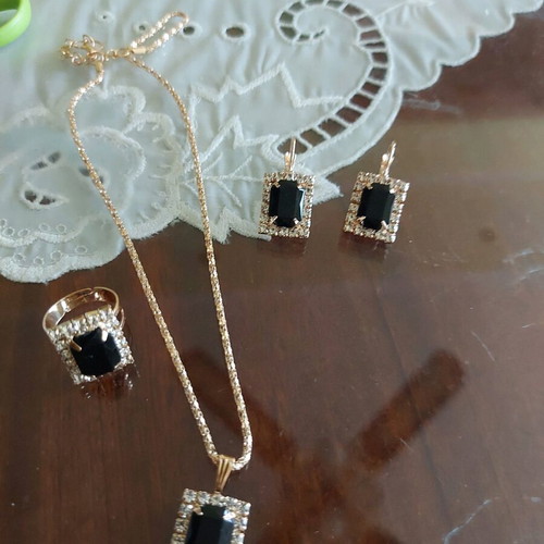 Jewelry set new black with crystal elements