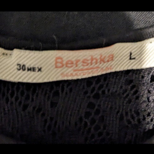Bershka long-sleeve blouse like new, black with lace