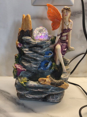 Waterfall with Fairy Figurine used, with light and power cable