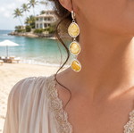 Long White Baltic Amber Earrings in Sterling Silver 925