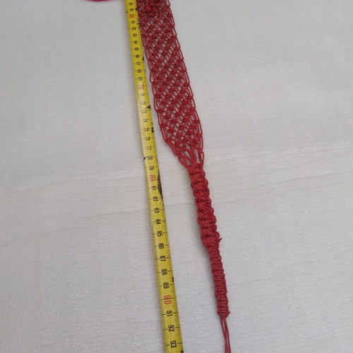 Boho red belt with beads like new, adjustable