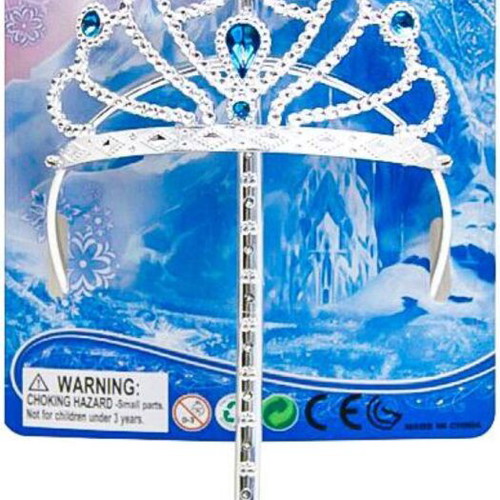 Princess Crown and Magic Wand Set 34cm Silver/Turquoise New