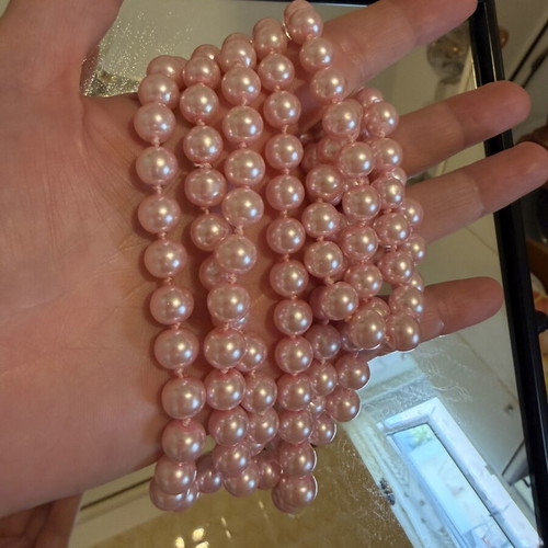 Vintage Italian long necklace with pink pearls