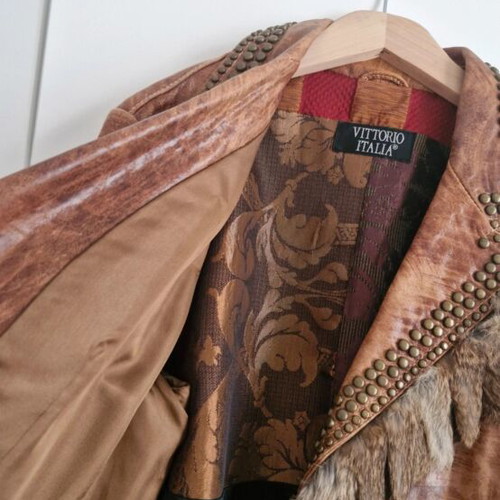 Leather jacket Vittorio Italia brown vintage Y2K like new