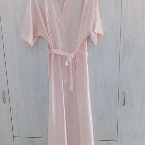Set nightgown and long robe pink-salmon like new