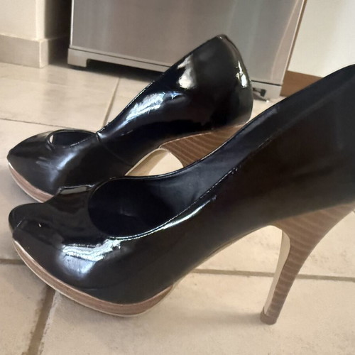 Rollini black peep toe pumps used, platform size 38