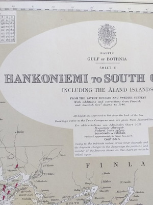 Nautical map used, old ship course chart