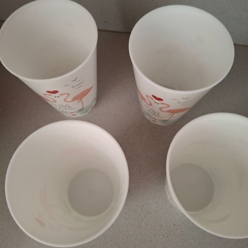 Plastic cups used, set of 4 with summer design