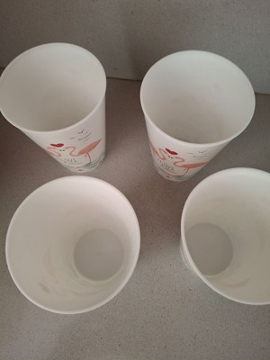 Plastic cups used, set of 4 with summer design